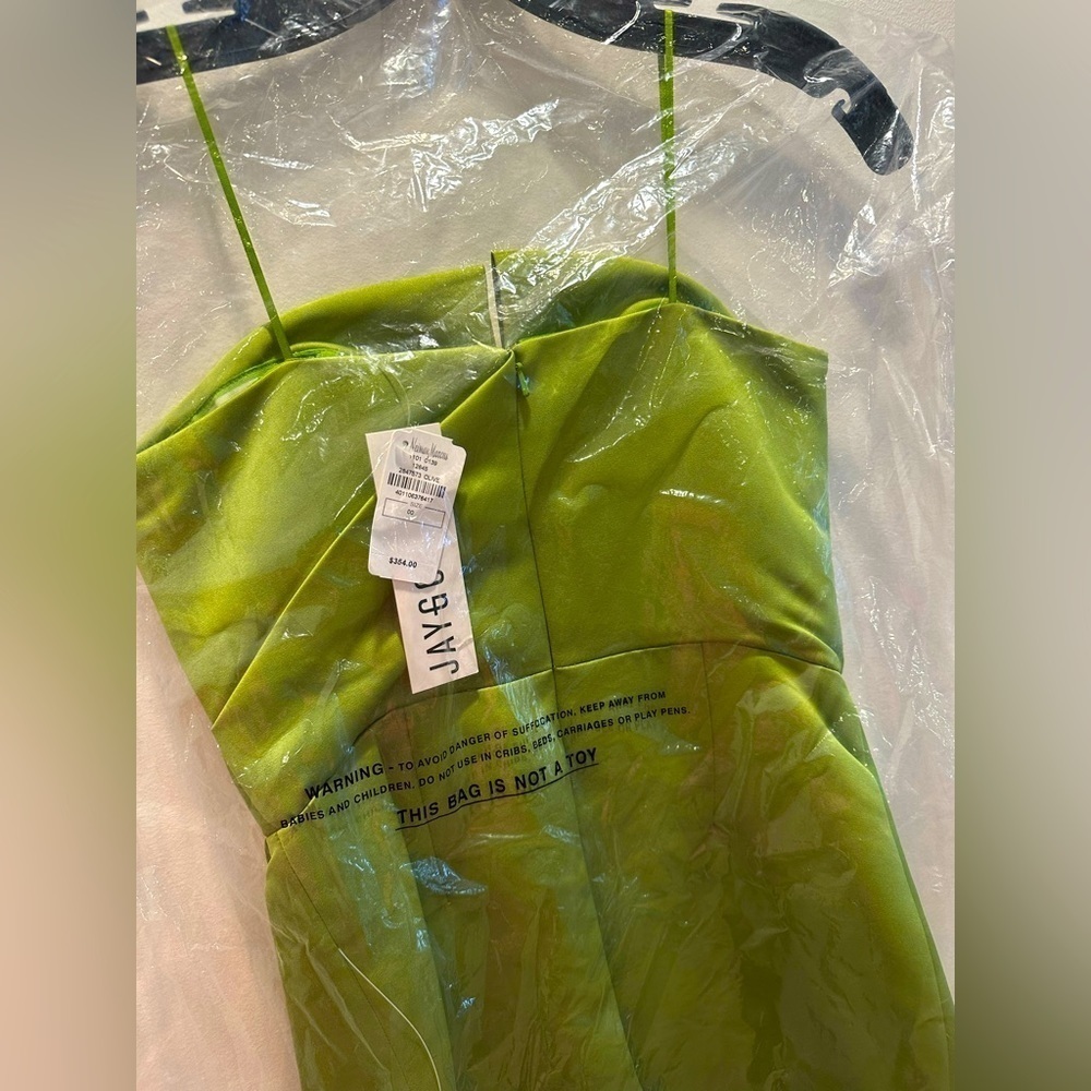 Jay Godfrey Darcy Strapless Satin Gown in Olive Green - Picture 6 of 8
